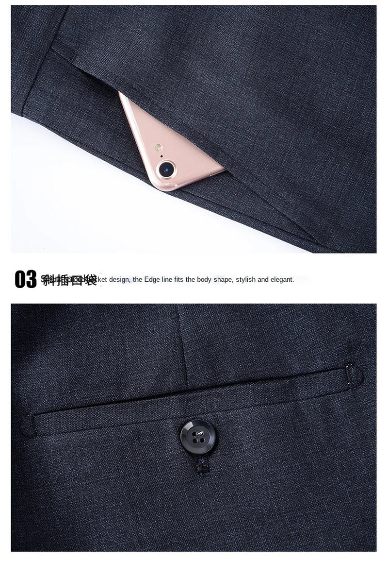 Double Pleated Suit Pants Men Black Brown Business Khaki Trousers for Men Loose Straight Classic Men Pant Thin Summer 2023