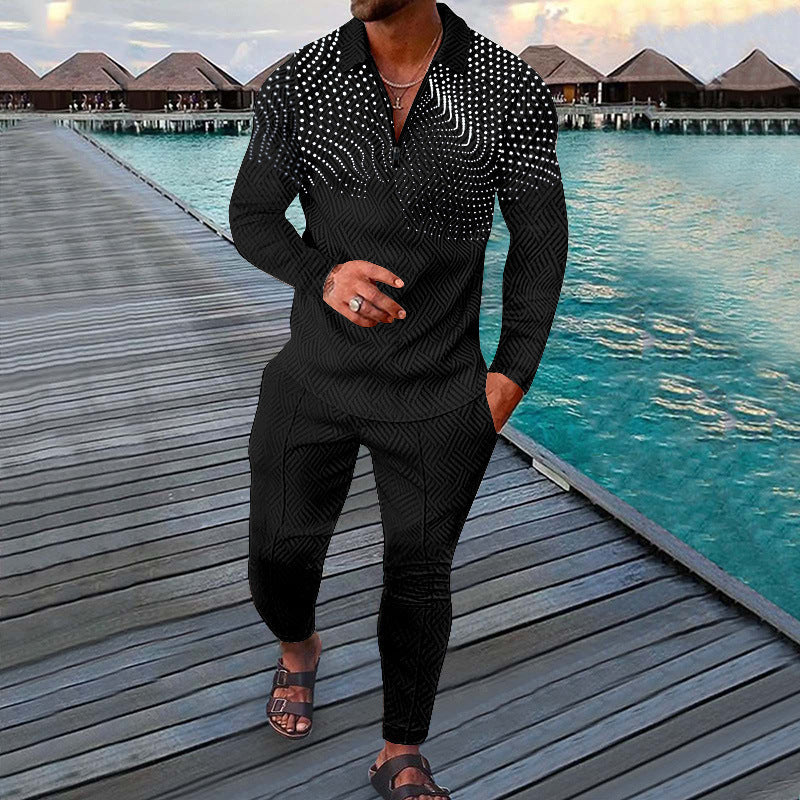 Fall Full-Sleeve Pants Set Active Casual Men'S Outfit