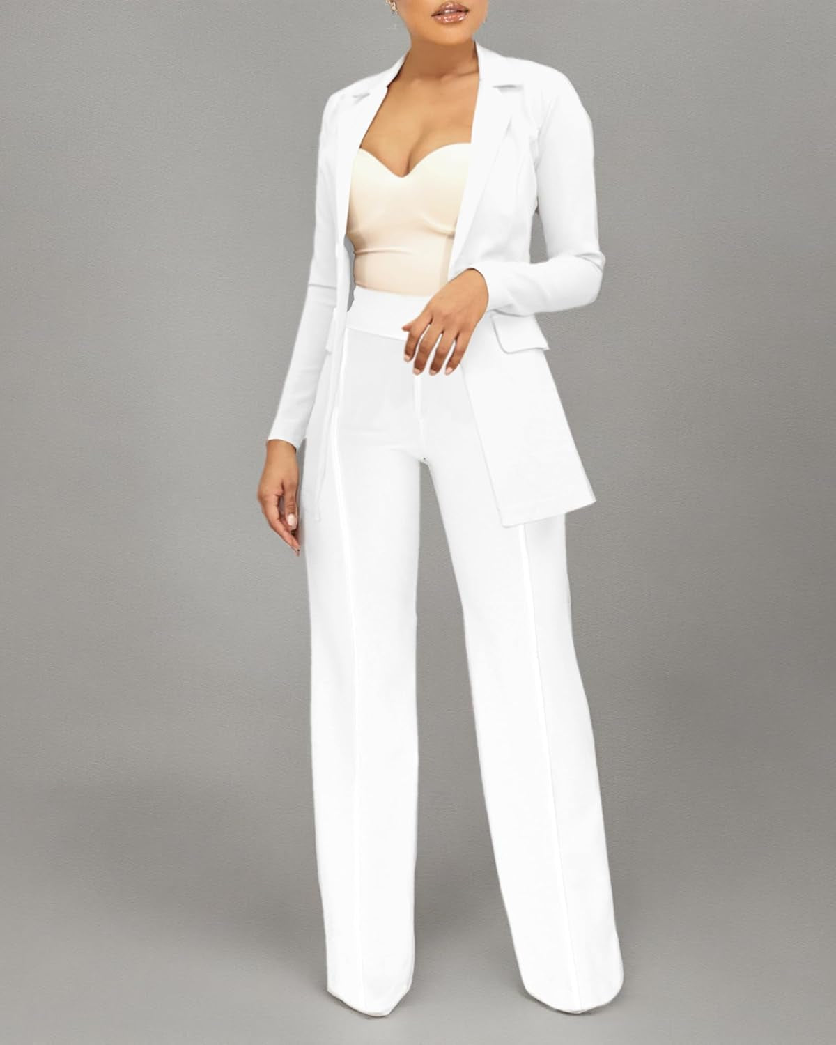 Women'S High Waisted Stretchy Bootcut Pull on Dress Pants Casual Work Pants 3257 White M