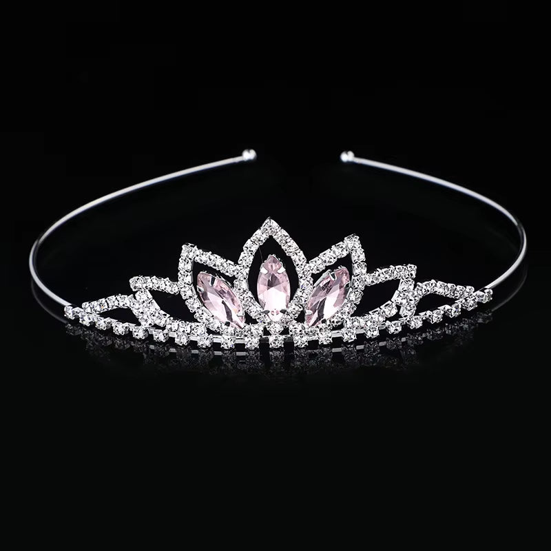 Crystal Glass Crown Headband Children Girl Princess Crown Headdress Wedding Hair Accessories Party Gifts