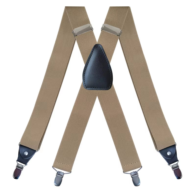 Men'S Suspenders Heavy Duty Big Tall 3.5Cm X-Back 4 Clips Adjustable Elastic Trouser Pants Braces Belt Gifts for Him Dad Husband