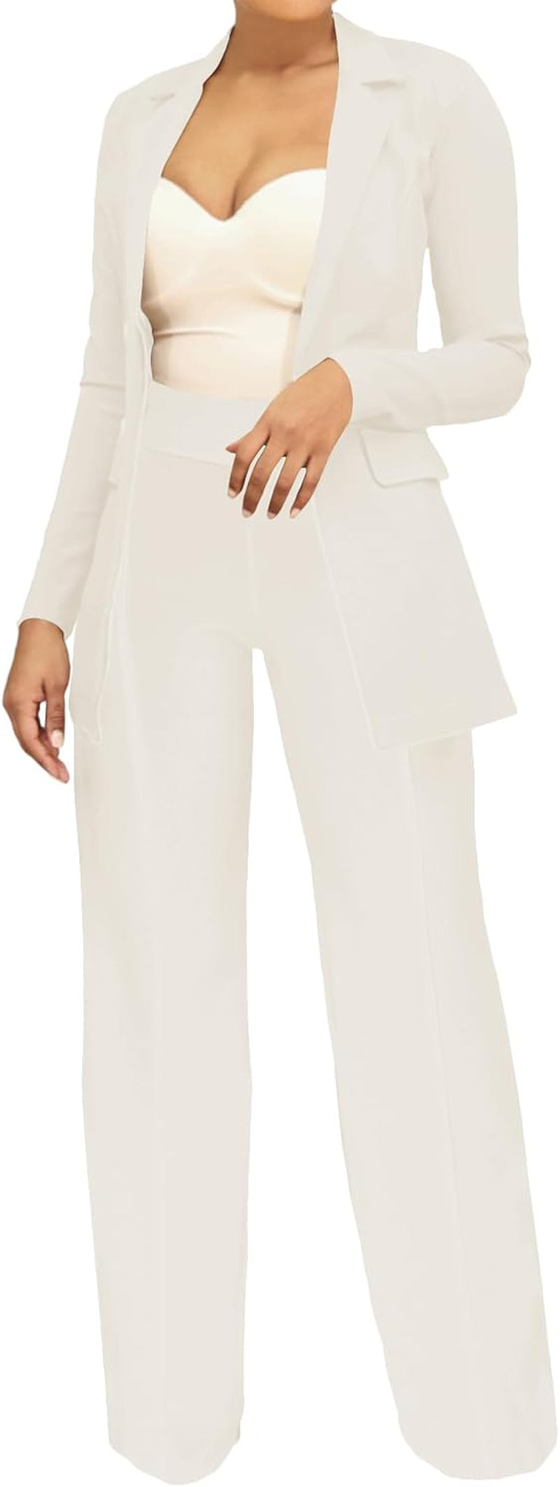Women'S High Waisted Stretchy Bootcut Pull on Dress Pants Casual Work Pants 3257 White M
