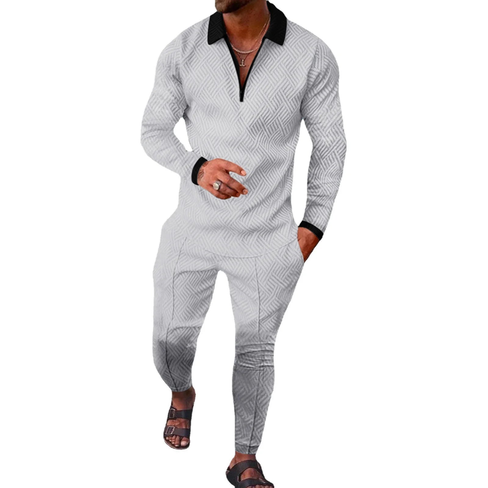 Fall Full-Sleeve Pants Set Active Casual Men'S Outfit