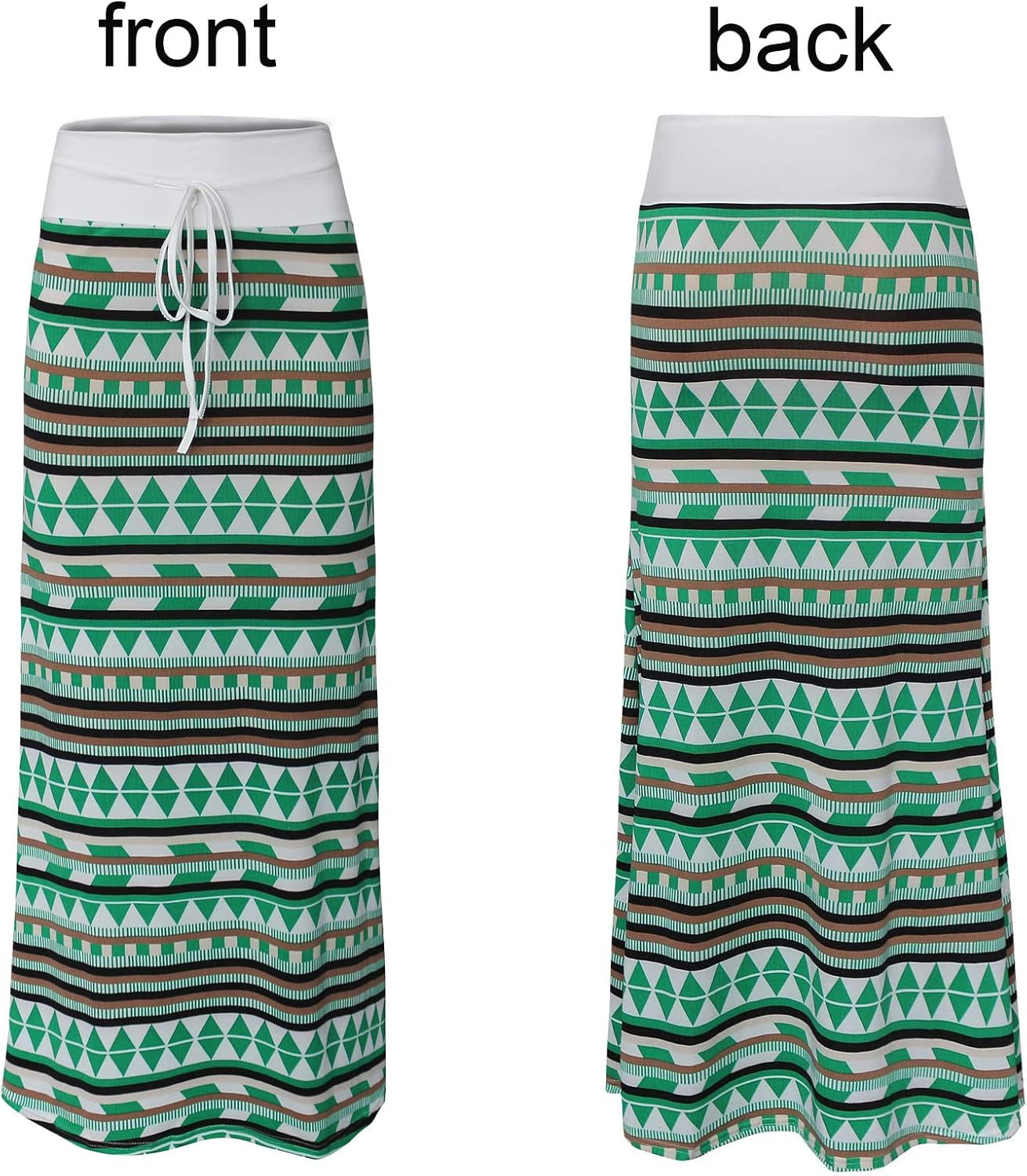 Long Womens Skirts Drawstring Skirts Bohemian Hippe High Waisted Floral Stretch Skirt(04,L)