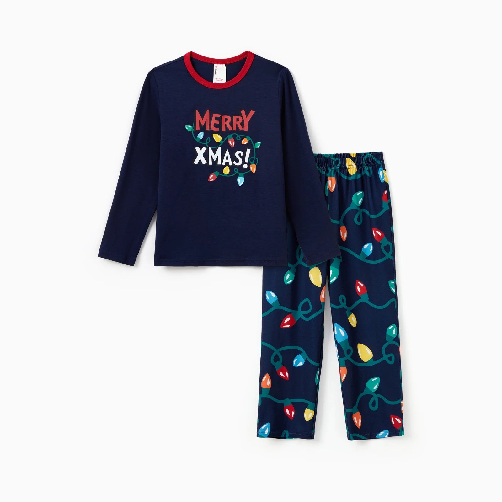 Kids Christmas Pajamas Family Matching Pjs Set Fairy Lights Top and Pant Gift for Girls Boys Sleepwear, 2-Piece, Size 8-9Y