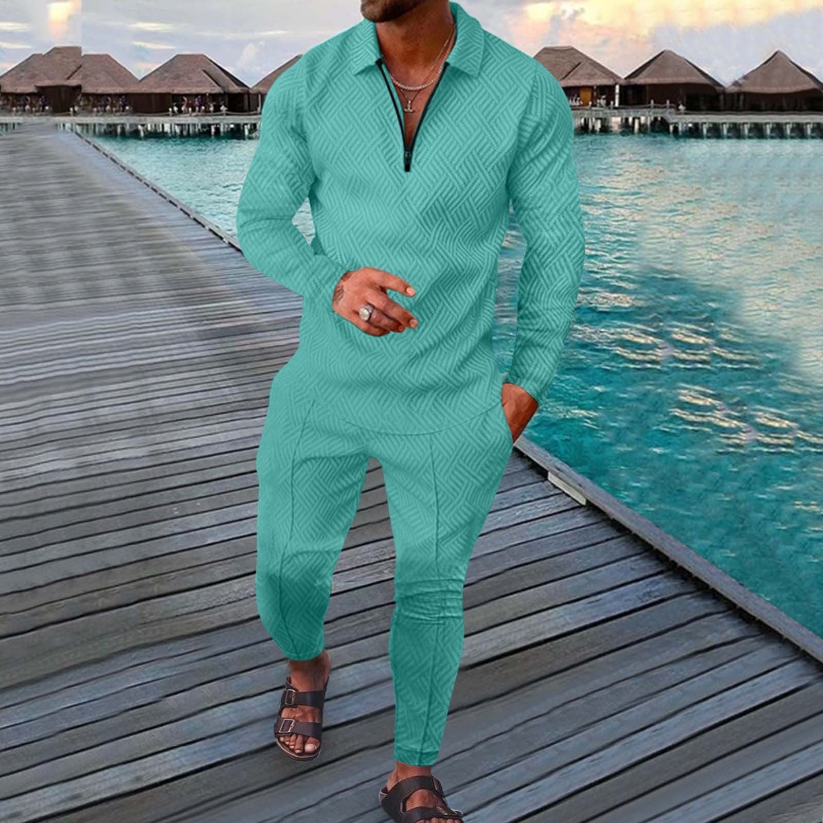 Fall Full-Sleeve Pants Set Active Casual Men'S Outfit