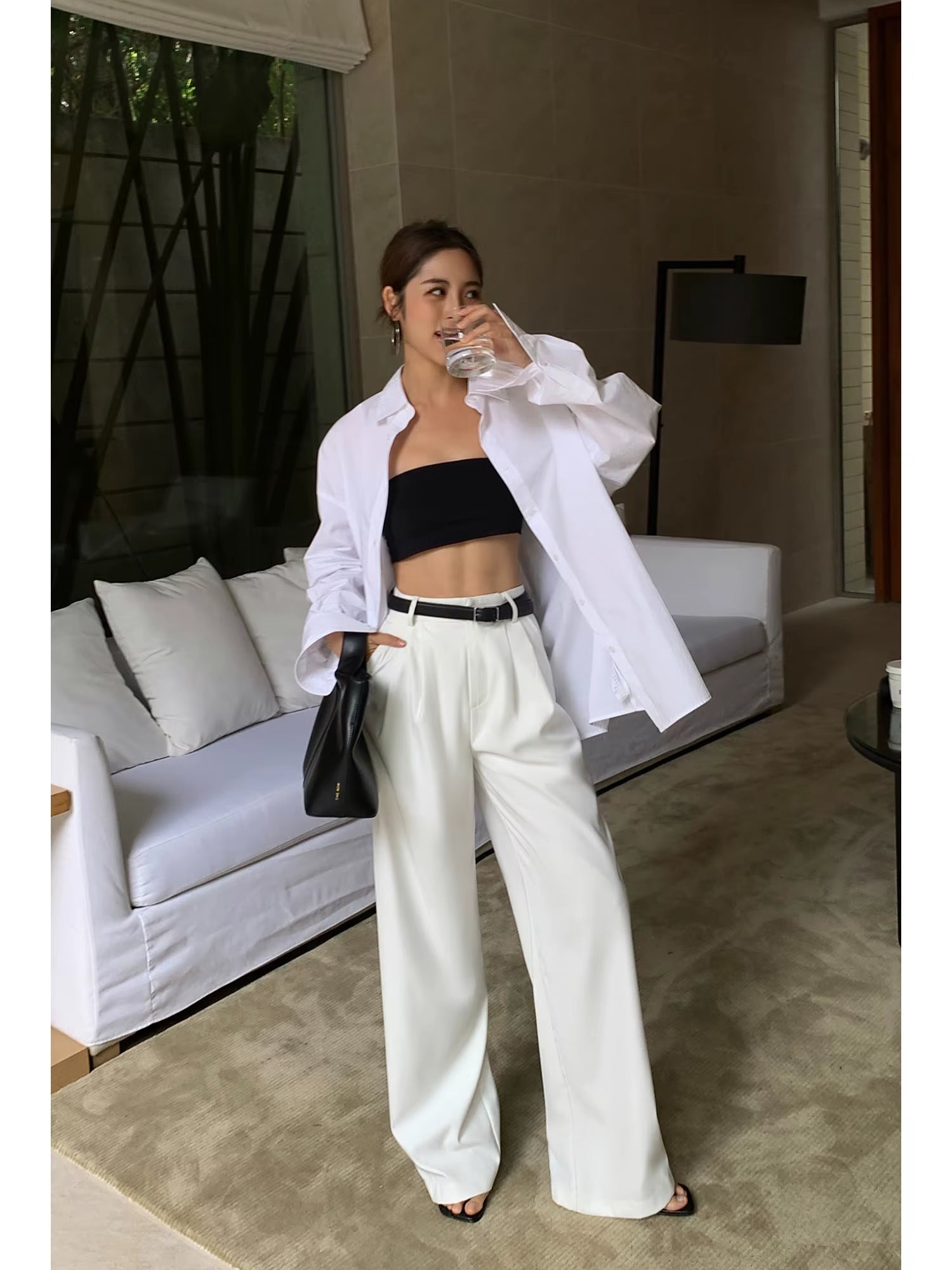 Multicolor Office High-Waisted Wide-Leg Suit Pants Women'S 2025 Autumn Loose and Drape Casual Straight Mopping Trousers