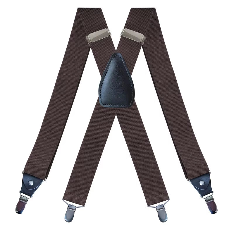 Men'S Suspenders Heavy Duty Big Tall 3.5Cm X-Back 4 Clips Adjustable Elastic Trouser Pants Braces Belt Gifts for Him Dad Husband