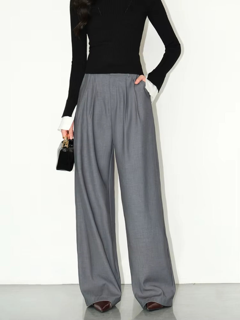 Multicolor Office High-Waisted Wide-Leg Suit Pants Women'S 2025 Autumn Loose and Drape Casual Straight Mopping Trousers