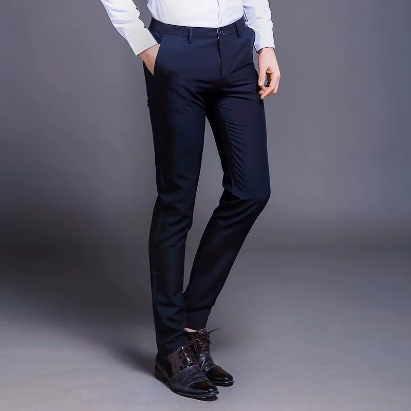 New Fashion High Quality Men Suit Pants Straight Spring Autumn Long Male Classic Business Casual Trousers Slim Fit Full Length