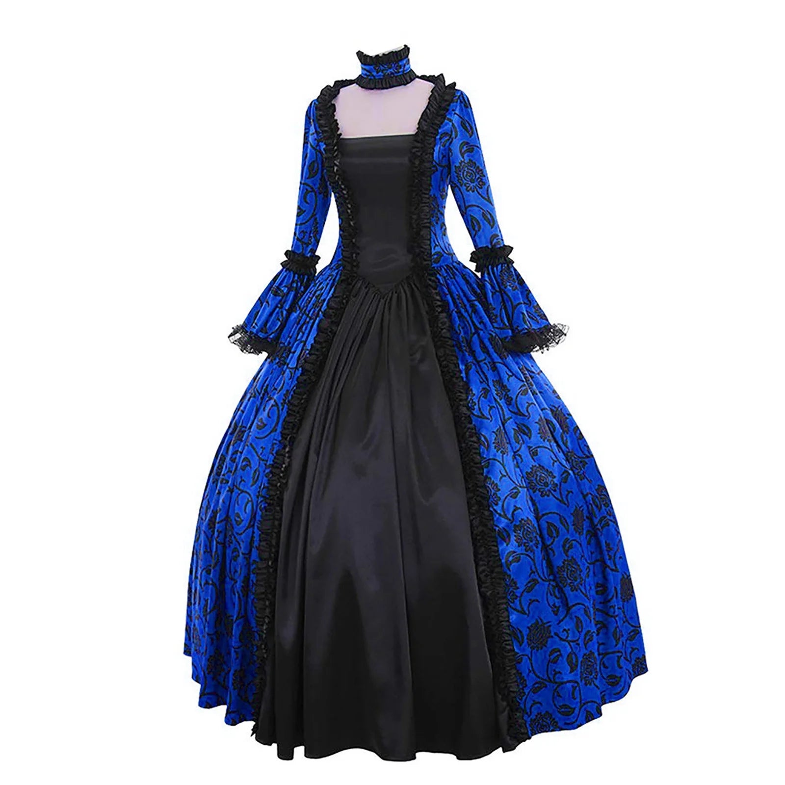Women'S Fall Winter Retro Dress Lace up Ball Long Sleeve Gowns Dresses Ladies Evening Party Dress Formal Evening Dress Fall Winter Gothic Retro Floral Print Ball Gowns Gowns Dress