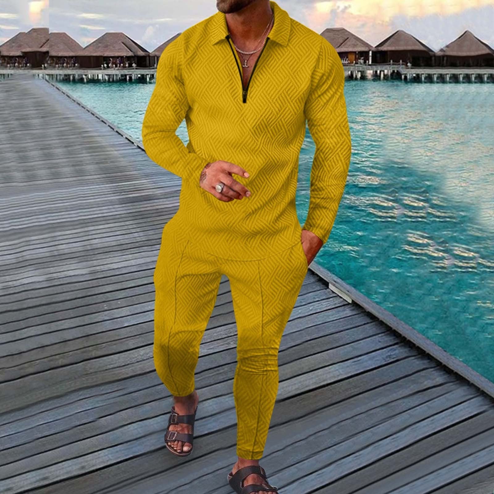 Fall Full-Sleeve Pants Set Active Casual Men'S Outfit