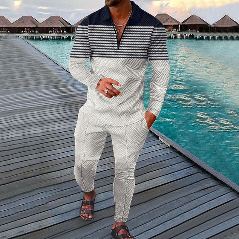 Fall Full-Sleeve Pants Set Active Casual Men'S Outfit