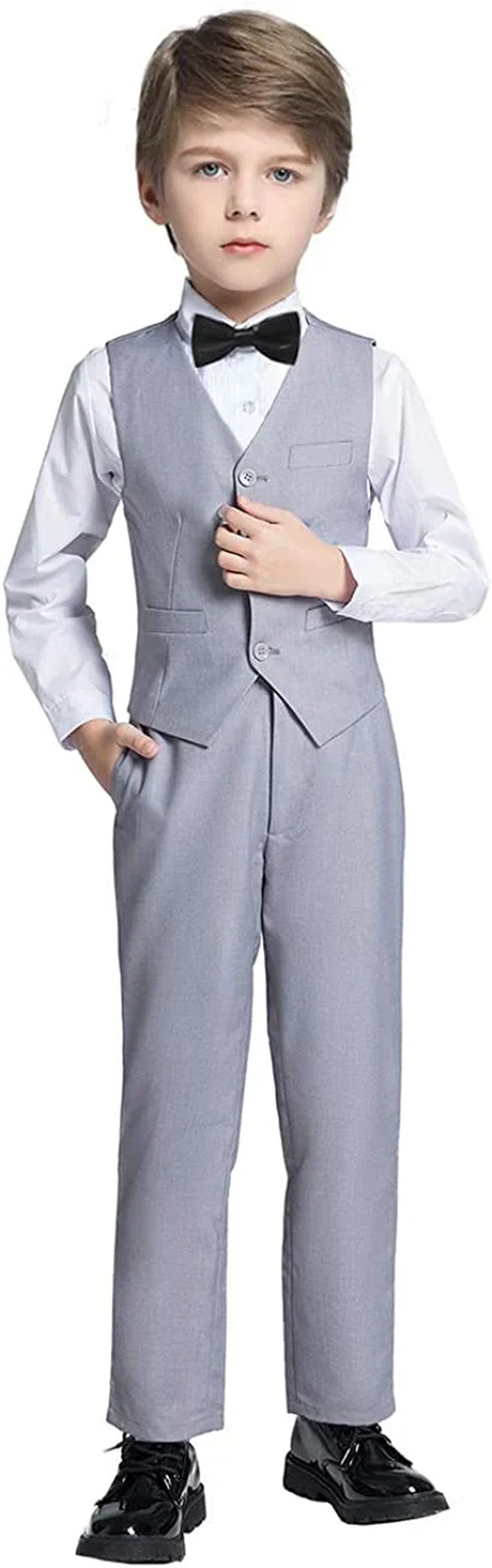 Boy Slim Fit Suit Kids Formal Suits for Boys Vest Pants and Shirt Set 2T