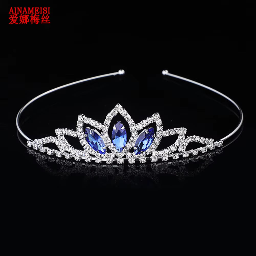 Crystal Glass Crown Headband Children Girl Princess Crown Headdress Wedding Hair Accessories Party Gifts