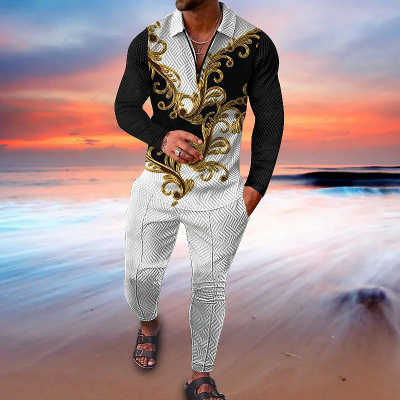 Fall Full-Sleeve Pants Set Active Casual Men'S Outfit