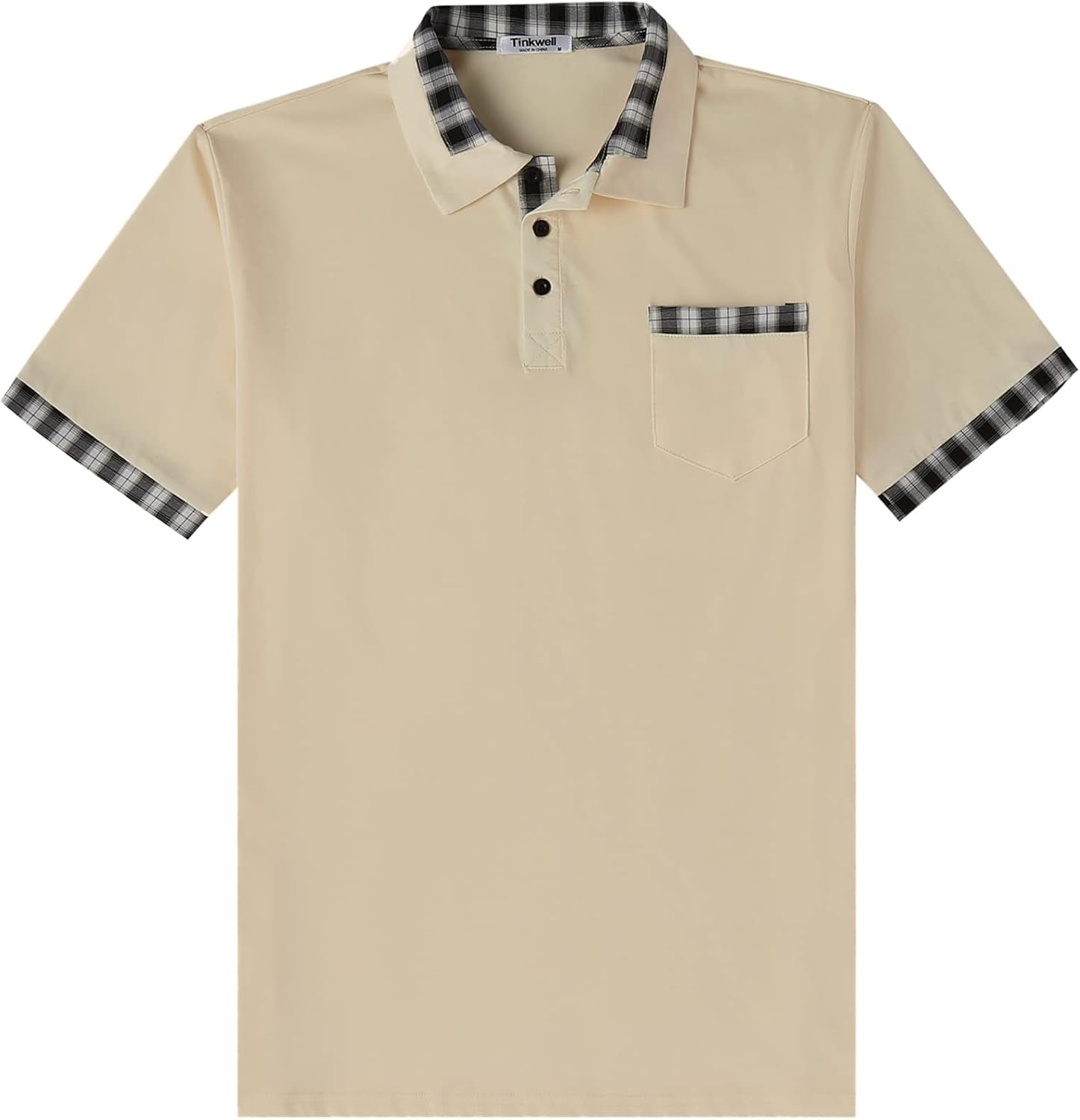 Men Polos Shirt Pique Golf Shirt for Men Solid Color Casual Collared Tshirt Brown Khaki L