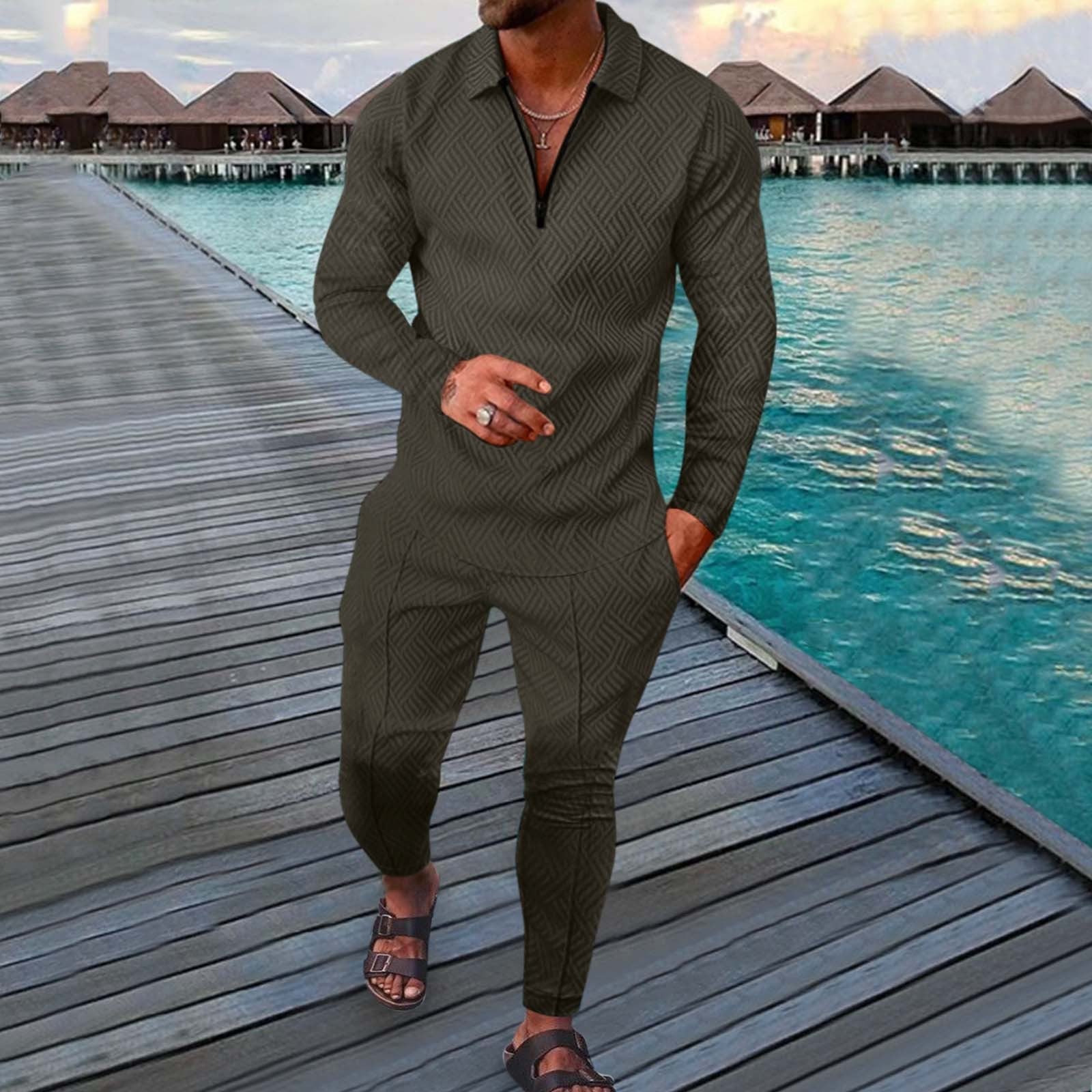 Fall Full-Sleeve Pants Set Active Casual Men'S Outfit