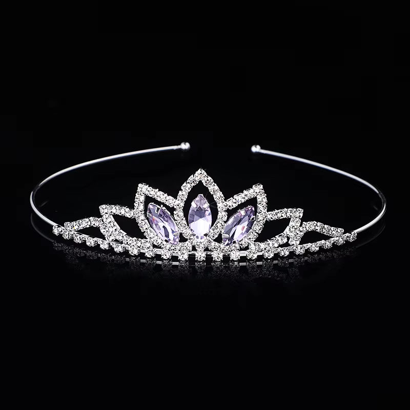 Crystal Glass Crown Headband Children Girl Princess Crown Headdress Wedding Hair Accessories Party Gifts