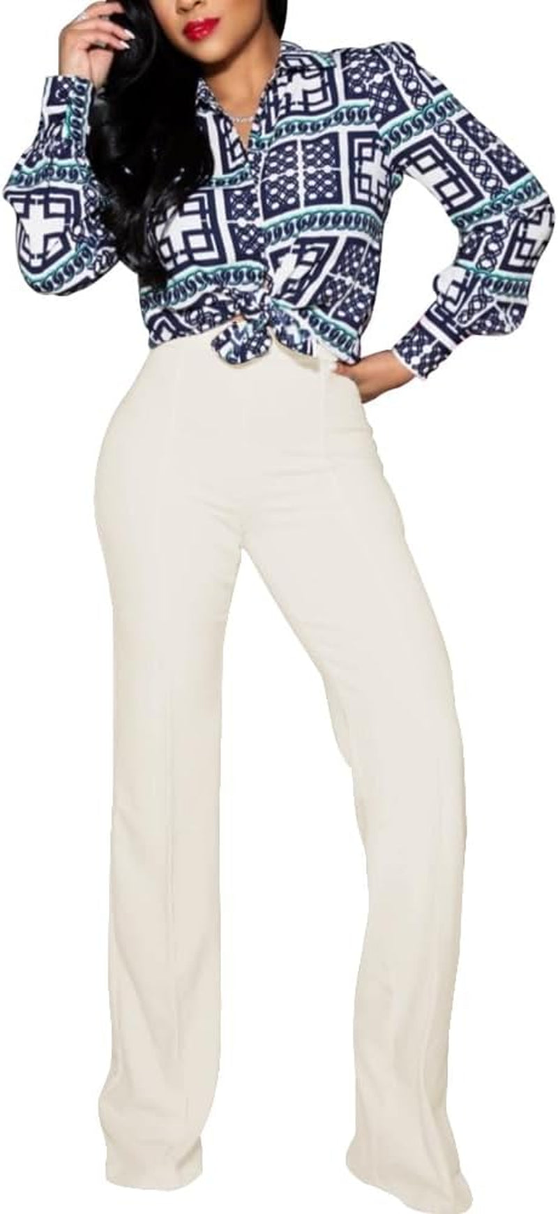 Women'S High Waisted Stretchy Bootcut Pull on Dress Pants Casual Work Pants 3257 White M