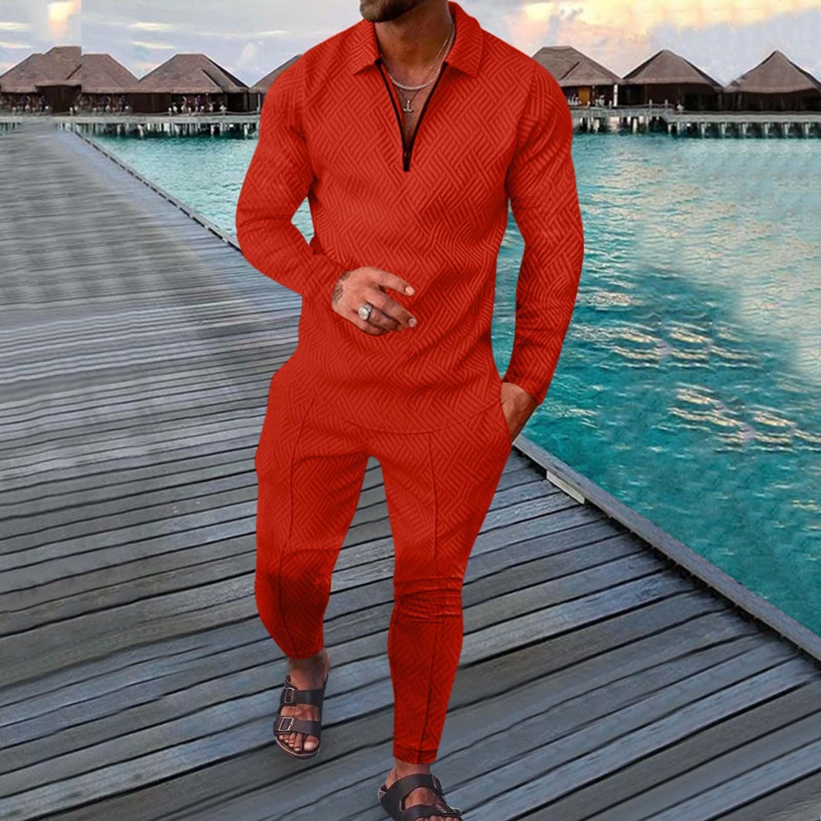 Fall Full-Sleeve Pants Set Active Casual Men'S Outfit