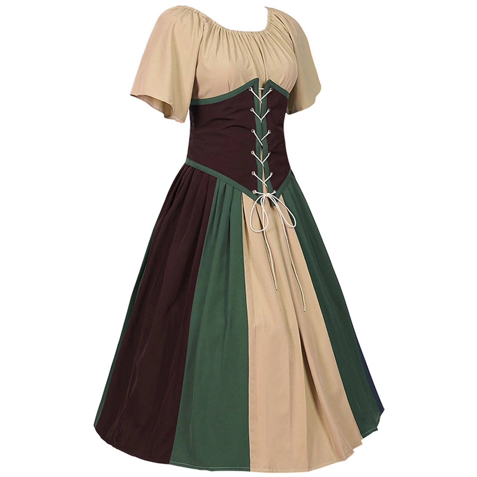 Clearance Women Vintage Corset Dress Solid Color Corset Midi Dress Winter plus Size Dress Fit and Flare Cocktail Dress Lace up Midi Dress Blue Sun Dress