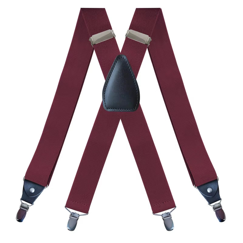 Men'S Suspenders Heavy Duty Big Tall 3.5Cm X-Back 4 Clips Adjustable Elastic Trouser Pants Braces Belt Gifts for Him Dad Husband