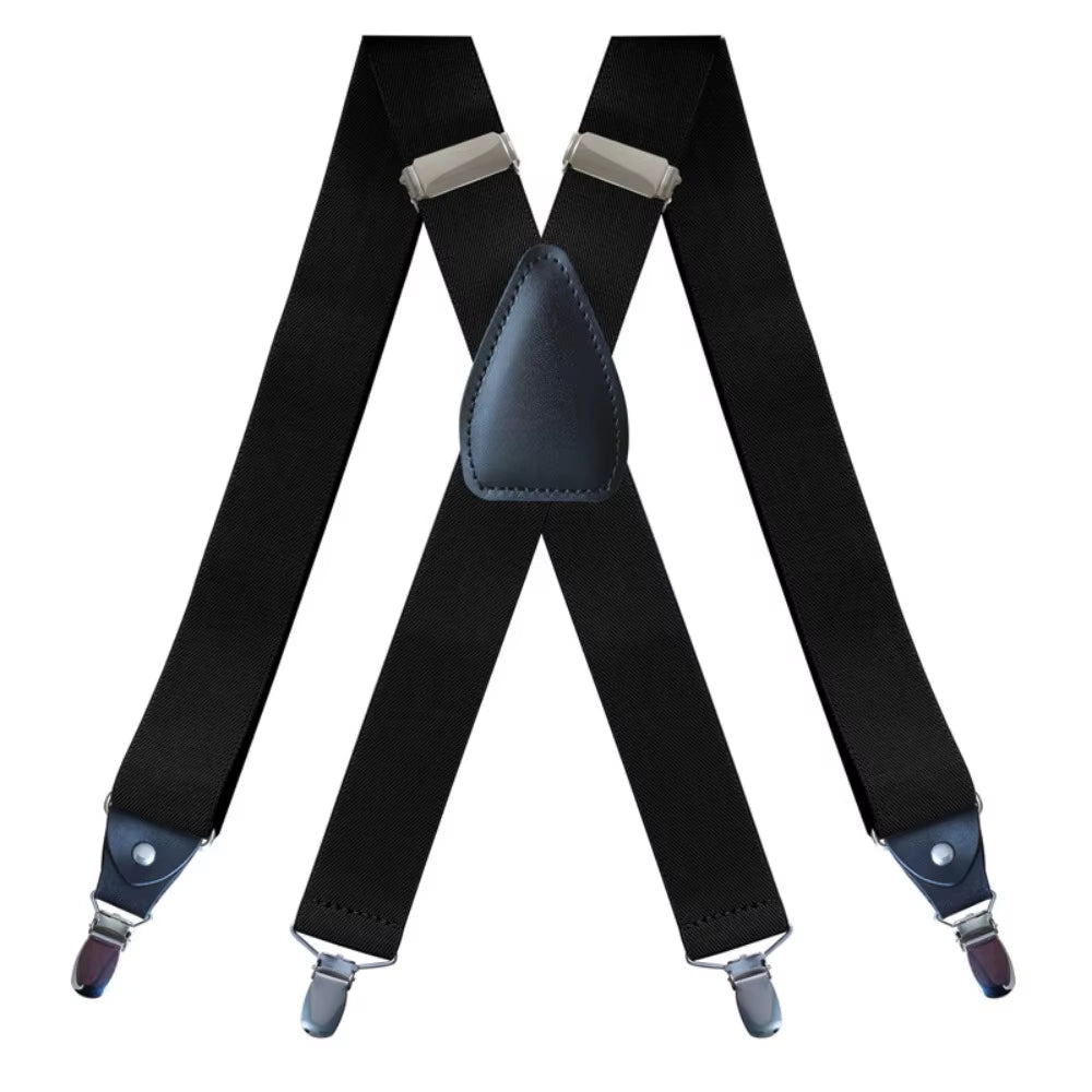 Men'S Suspenders Heavy Duty Big Tall 3.5Cm X-Back 4 Clips Adjustable Elastic Trouser Pants Braces Belt Gifts for Him Dad Husband