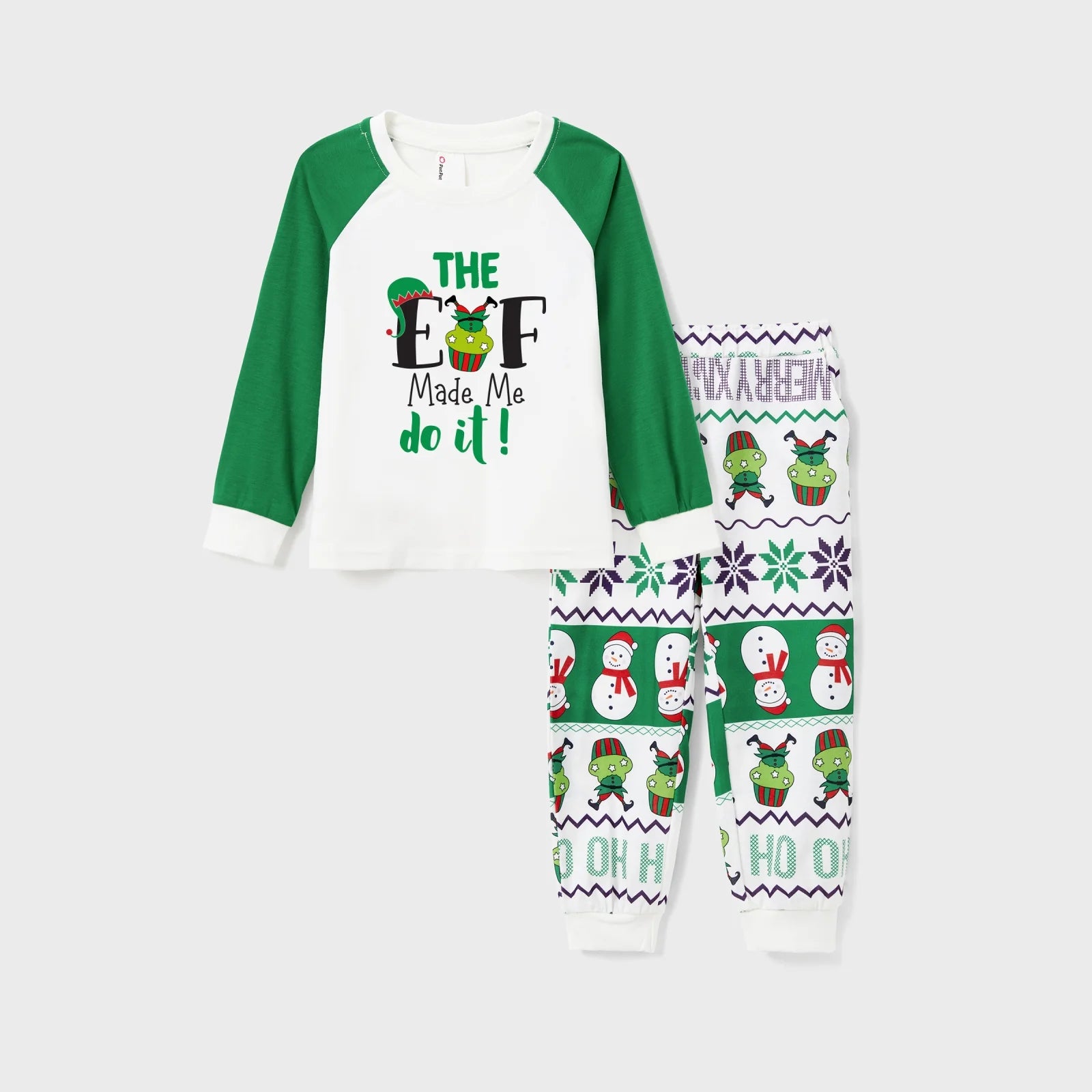 Toddler Kids Christmas Pajamas Family Matching Green Elf Print Holiday Pjs Set for Girls Boys Flame Resistant