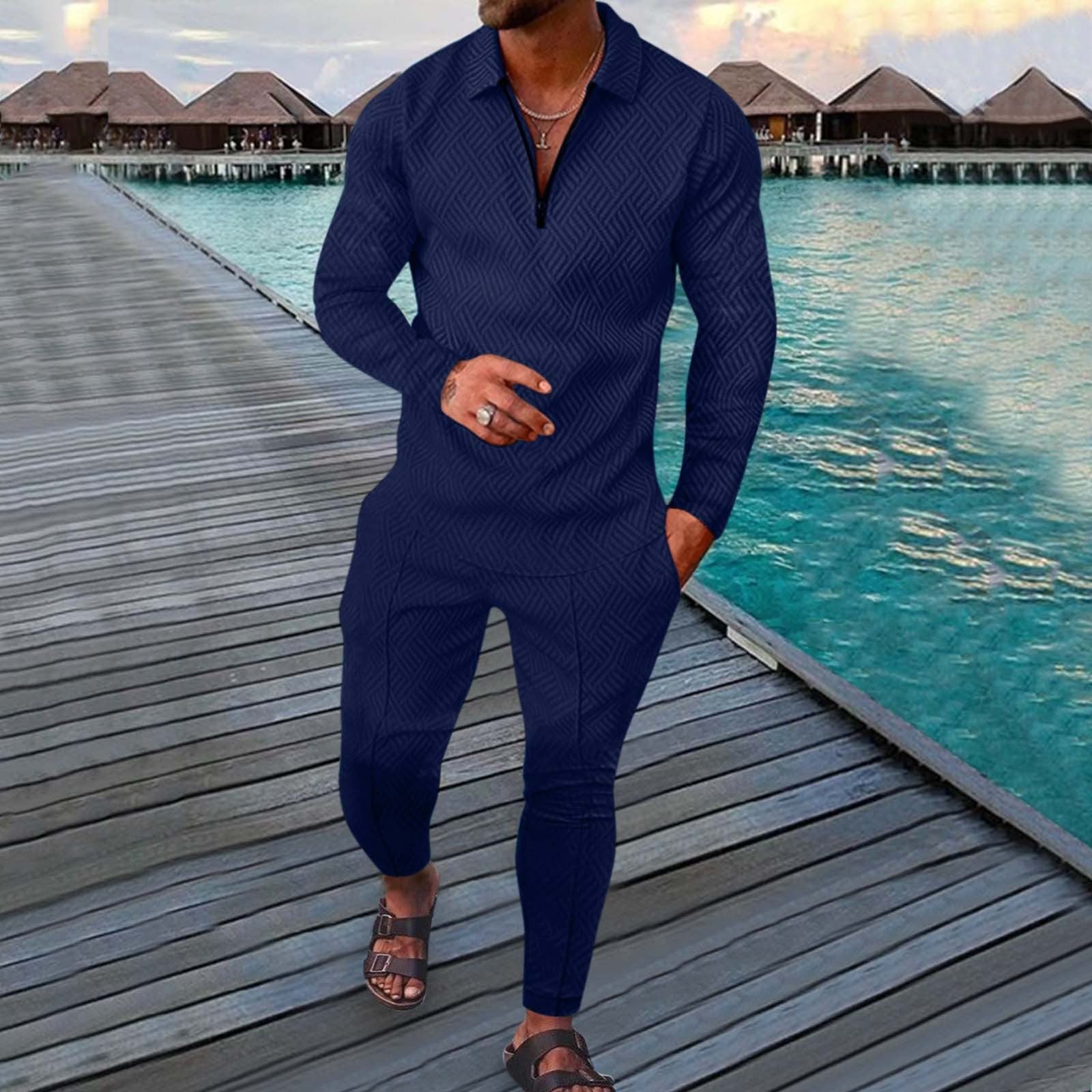 Fall Full-Sleeve Pants Set Active Casual Men'S Outfit