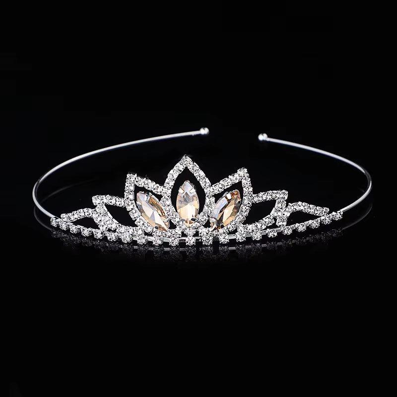 Crystal Glass Crown Headband Children Girl Princess Crown Headdress Wedding Hair Accessories Party Gifts
