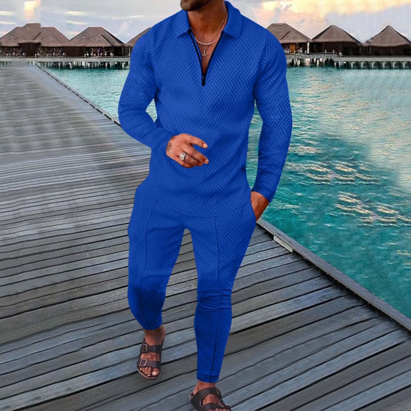 Fall Full-Sleeve Pants Set Active Casual Men'S Outfit