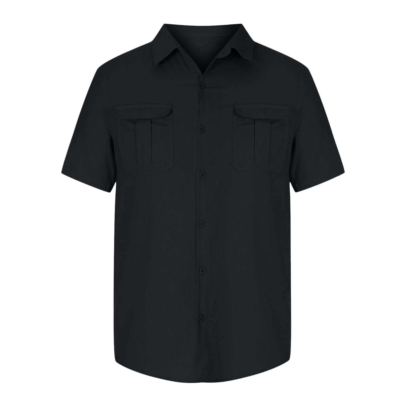 Mens Tops Men'S Trendy Vacation Plain Color Cotton Linen Double Pocket Casual Shirts Short Sleeves Mens Graphic Tees Mens T-Shirts Mens T Shirt Graphic Black,M