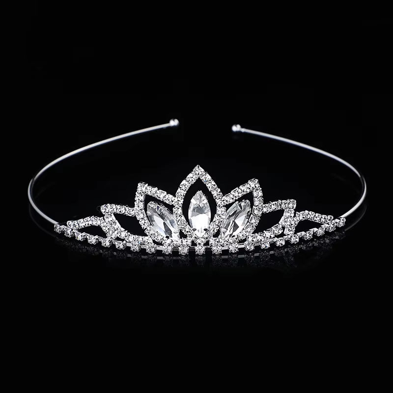 Crystal Glass Crown Headband Children Girl Princess Crown Headdress Wedding Hair Accessories Party Gifts