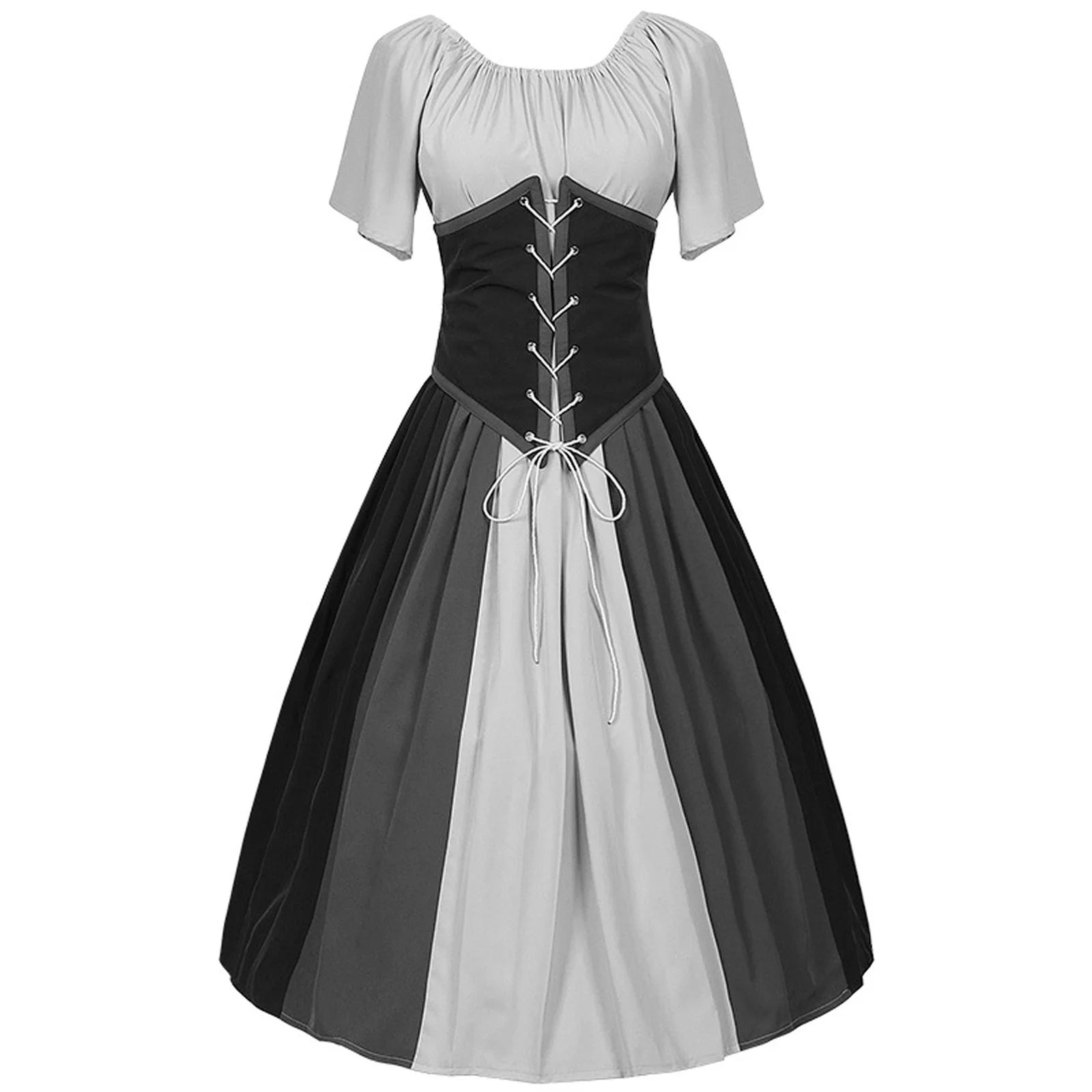 Clearance Women Vintage Corset Dress Solid Color Corset Midi Dress Winter plus Size Dress Fit and Flare Cocktail Dress Lace up Midi Dress Vestidos Para Graduación Juvenil