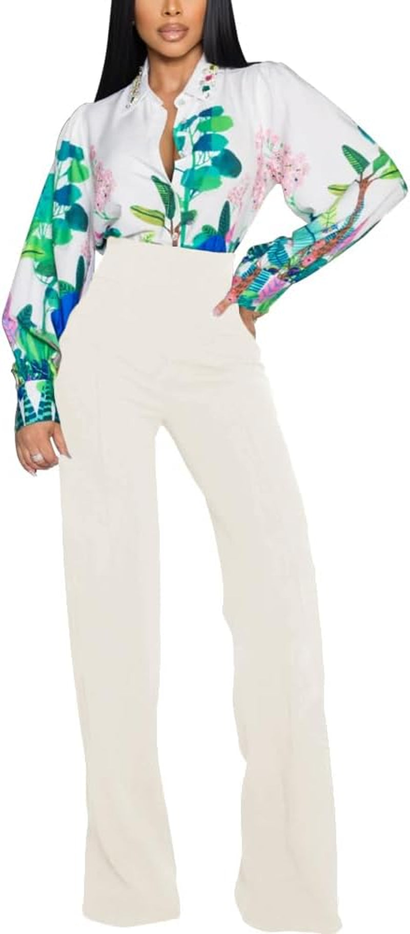 Women'S High Waisted Stretchy Bootcut Pull on Dress Pants Casual Work Pants 3257 White M