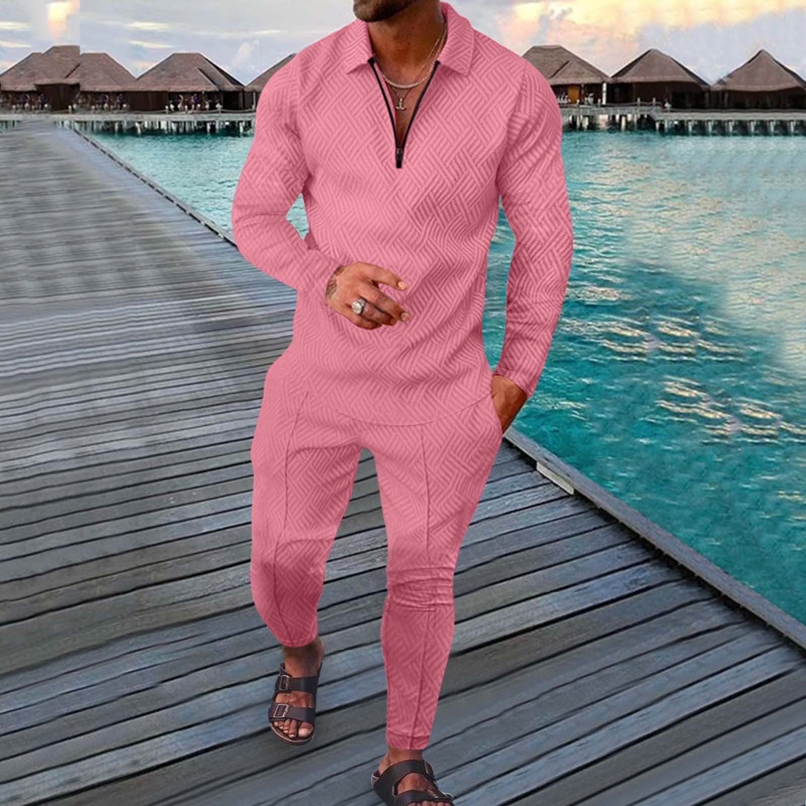 Fall Full-Sleeve Pants Set Active Casual Men'S Outfit