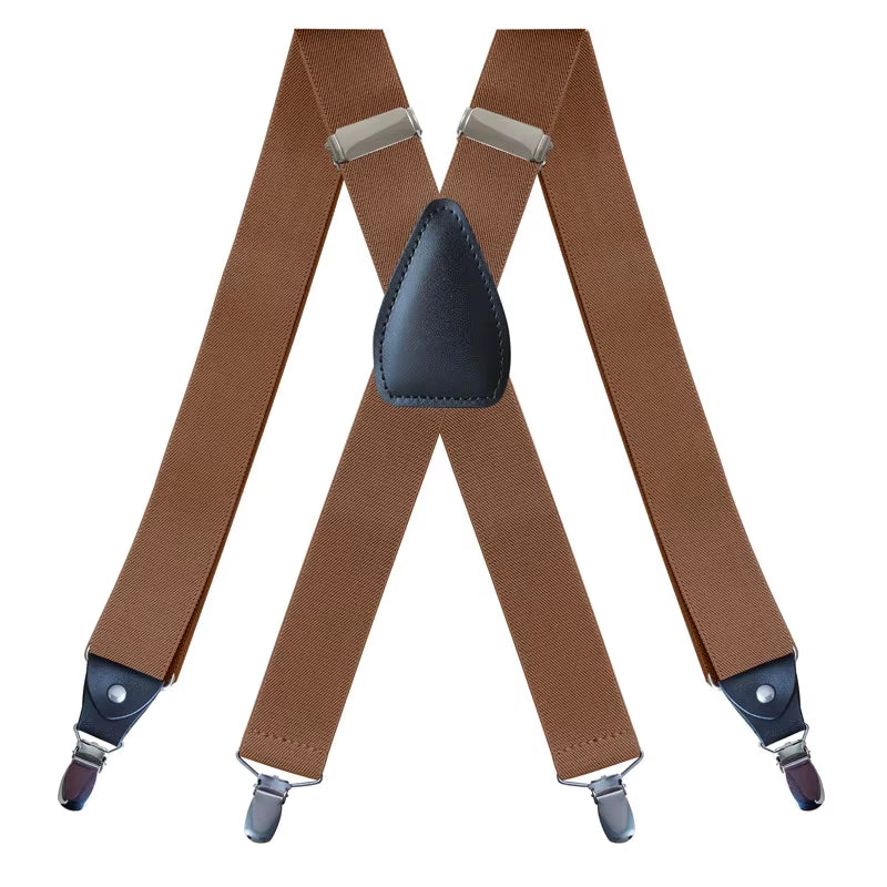 Men'S Suspenders Heavy Duty Big Tall 3.5Cm X-Back 4 Clips Adjustable Elastic Trouser Pants Braces Belt Gifts for Him Dad Husband