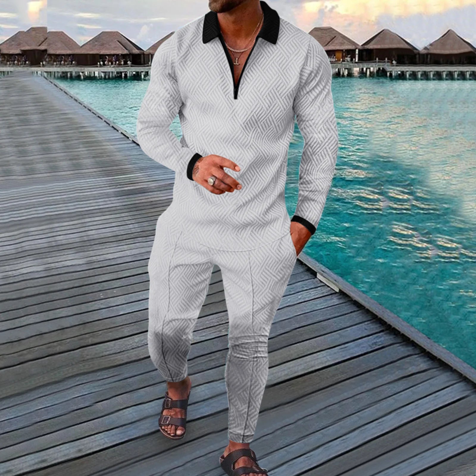 Fall Full-Sleeve Pants Set Active Casual Men'S Outfit