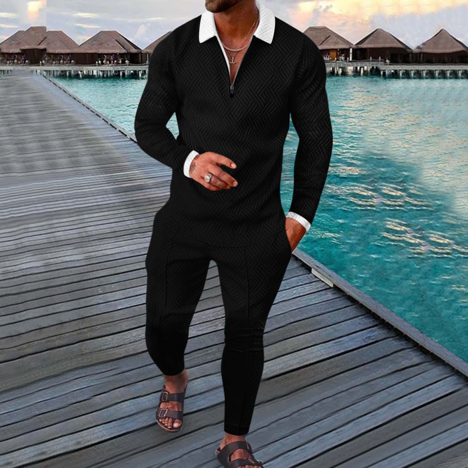 Fall Full-Sleeve Pants Set Active Casual Men'S Outfit