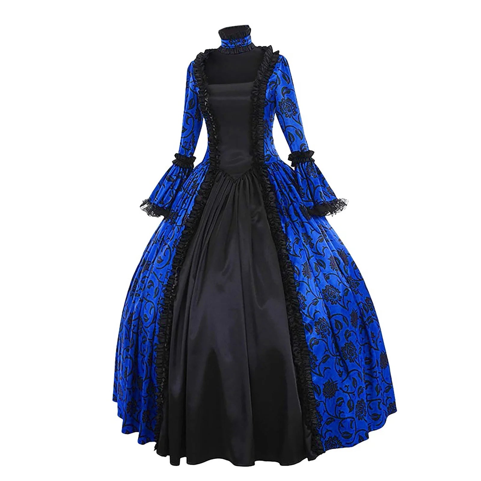 Women'S Fall Winter Retro Dress Lace up Ball Long Sleeve Gowns Dresses Ladies Evening Party Dress Formal Evening Dress Fall Winter Gothic Retro Floral Print Ball Gowns Gowns Dress