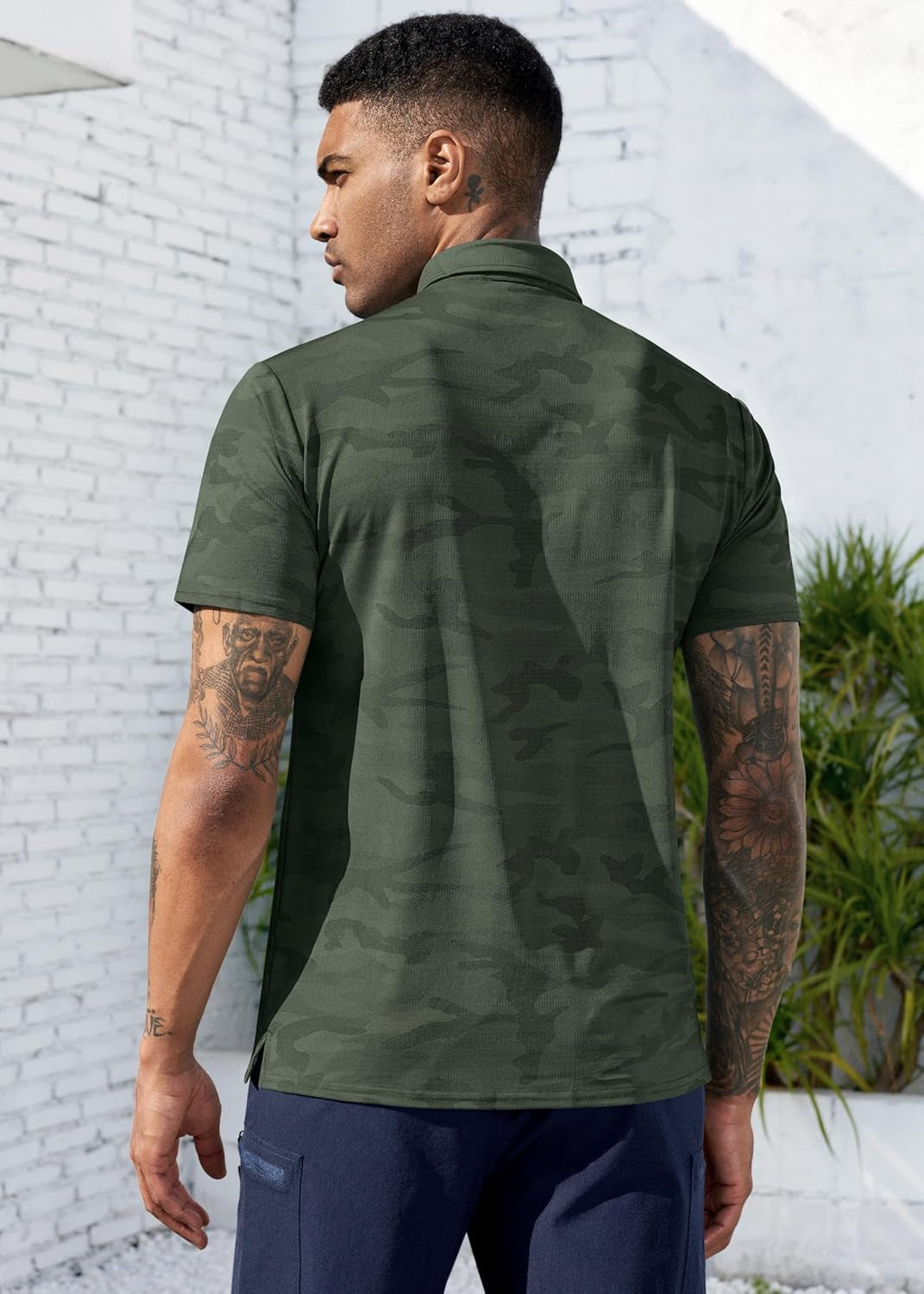 Men’S Camo Golf Shirts Moisture Wicking Short/Long Sleeve Dry Fit Golf Polos