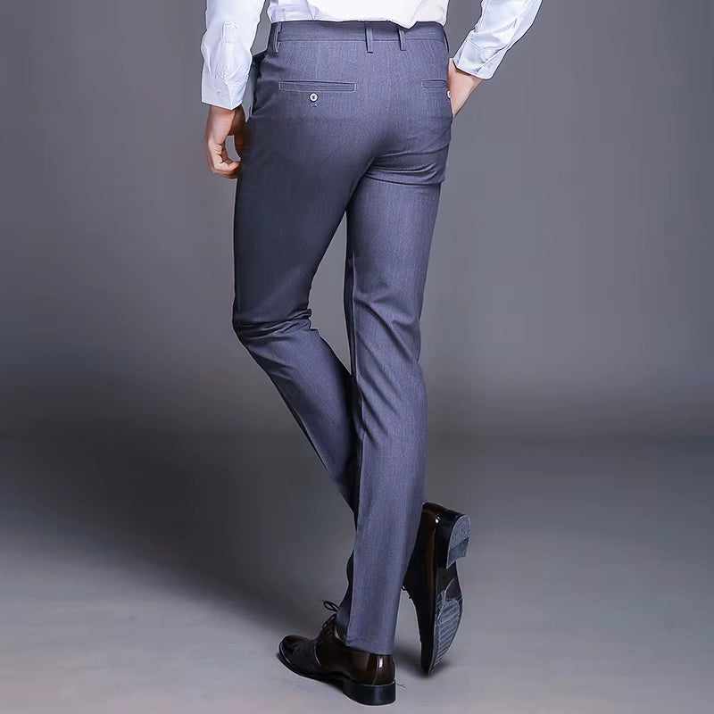 New Fashion High Quality Men Suit Pants Straight Spring Autumn Long Male Classic Business Casual Trousers Slim Fit Full Length