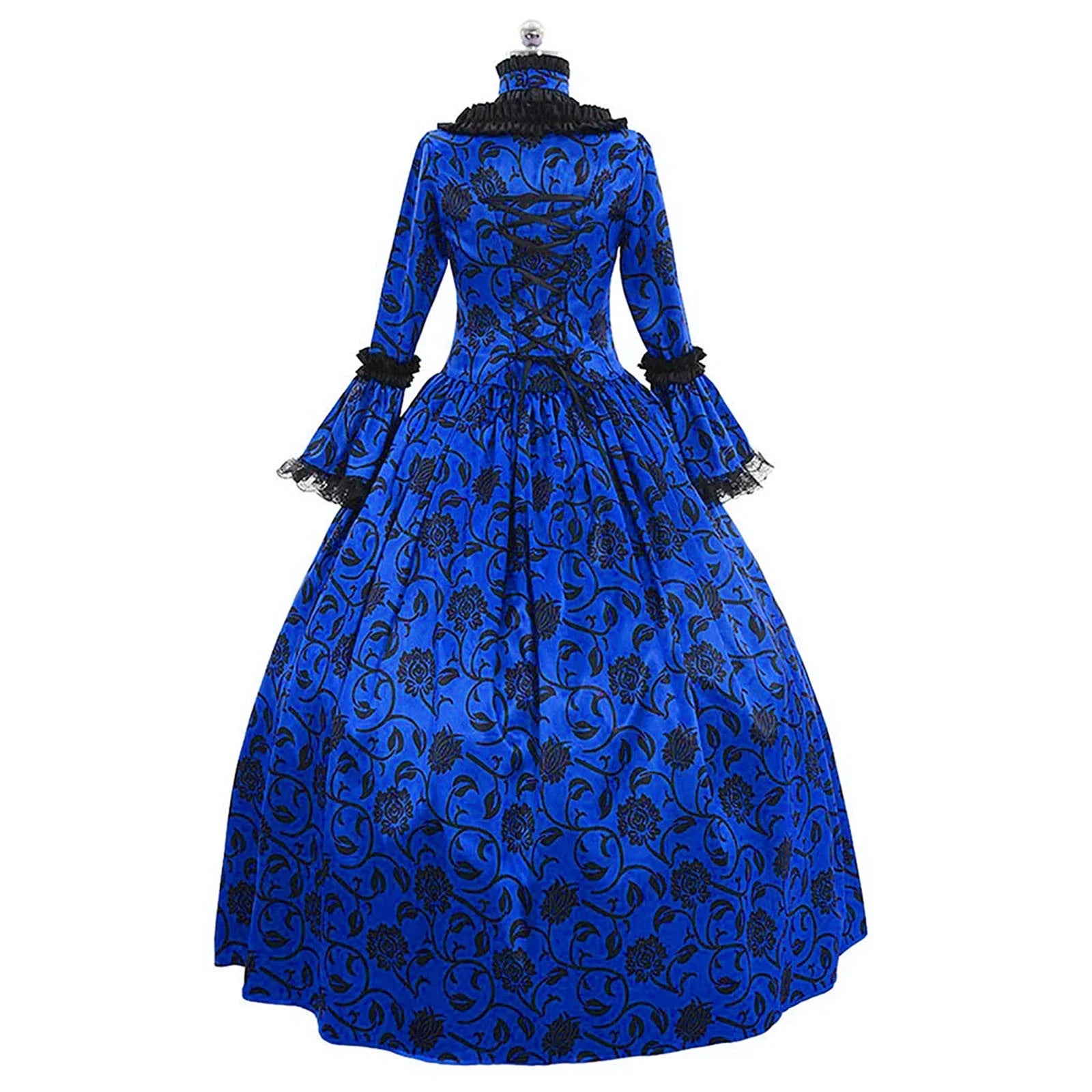 Women'S Fall Winter Retro Dress Lace up Ball Long Sleeve Gowns Dresses Ladies Evening Party Dress Formal Evening Dress Fall Winter Gothic Retro Floral Print Ball Gowns Gowns Dress