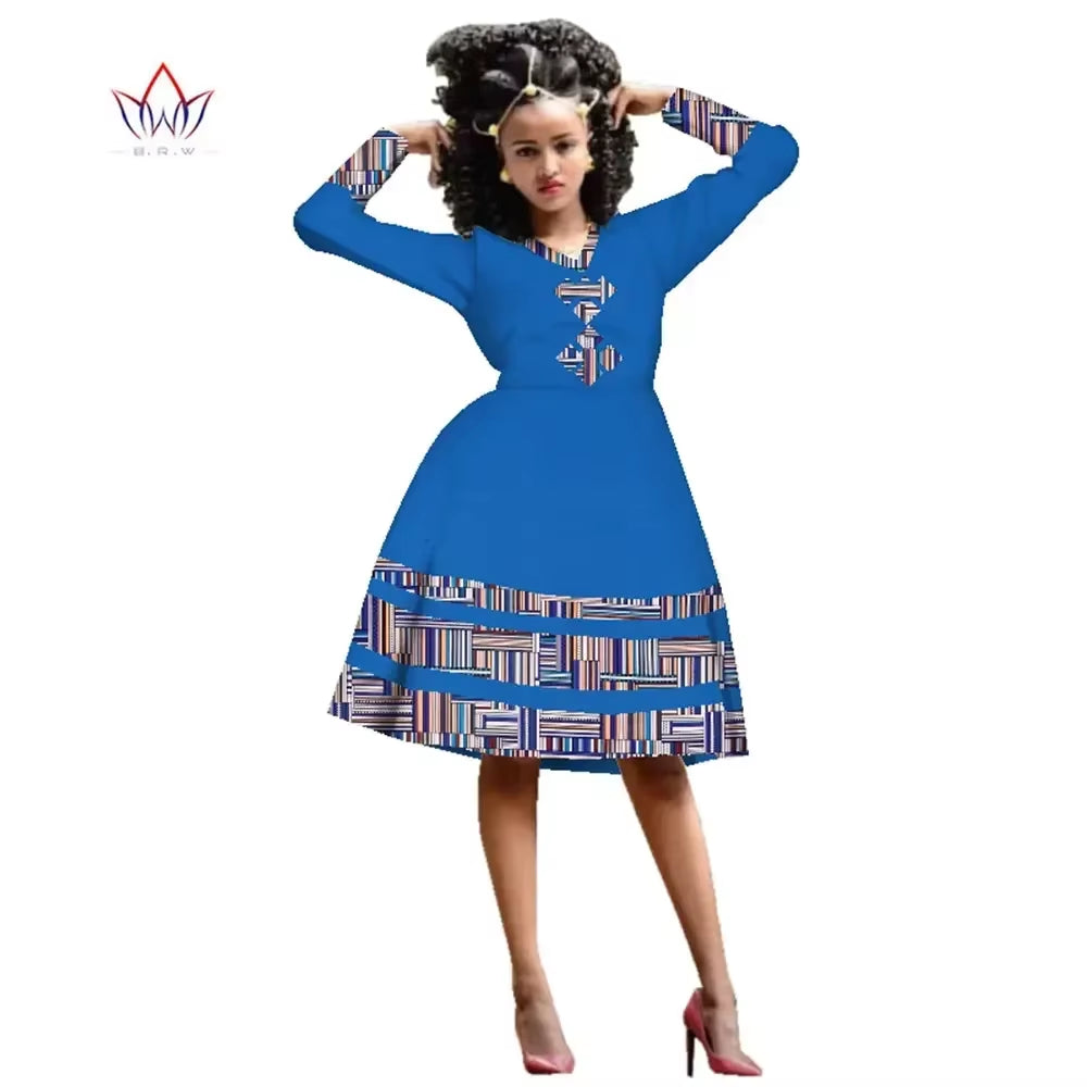African Dress for Women Wax Print Dresses Dashiki plus Size Africa Style Clothing for Women Office Dress WY3001