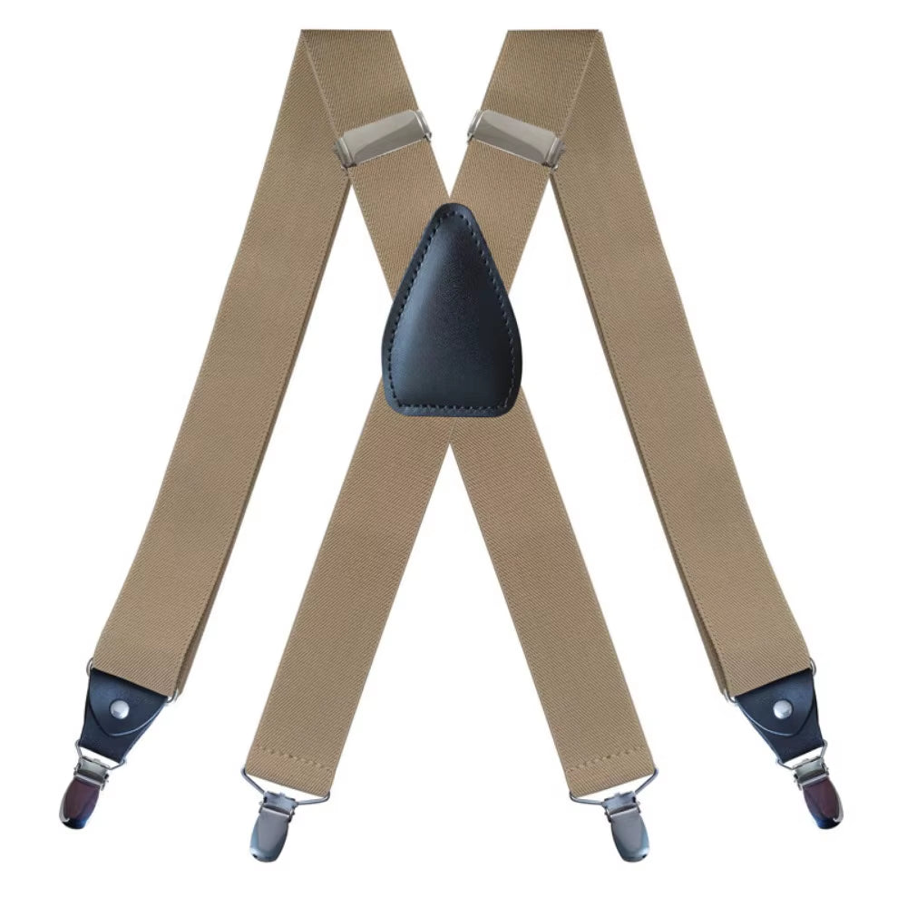 Men'S Suspenders Heavy Duty Big Tall 3.5Cm X-Back 4 Clips Adjustable Elastic Trouser Pants Braces Belt Gifts for Him Dad Husband