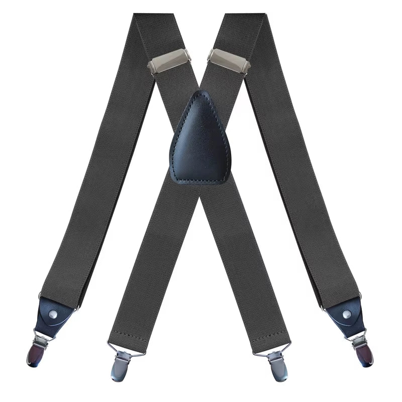Men'S Suspenders Heavy Duty Big Tall 3.5Cm X-Back 4 Clips Adjustable Elastic Trouser Pants Braces Belt Gifts for Him Dad Husband