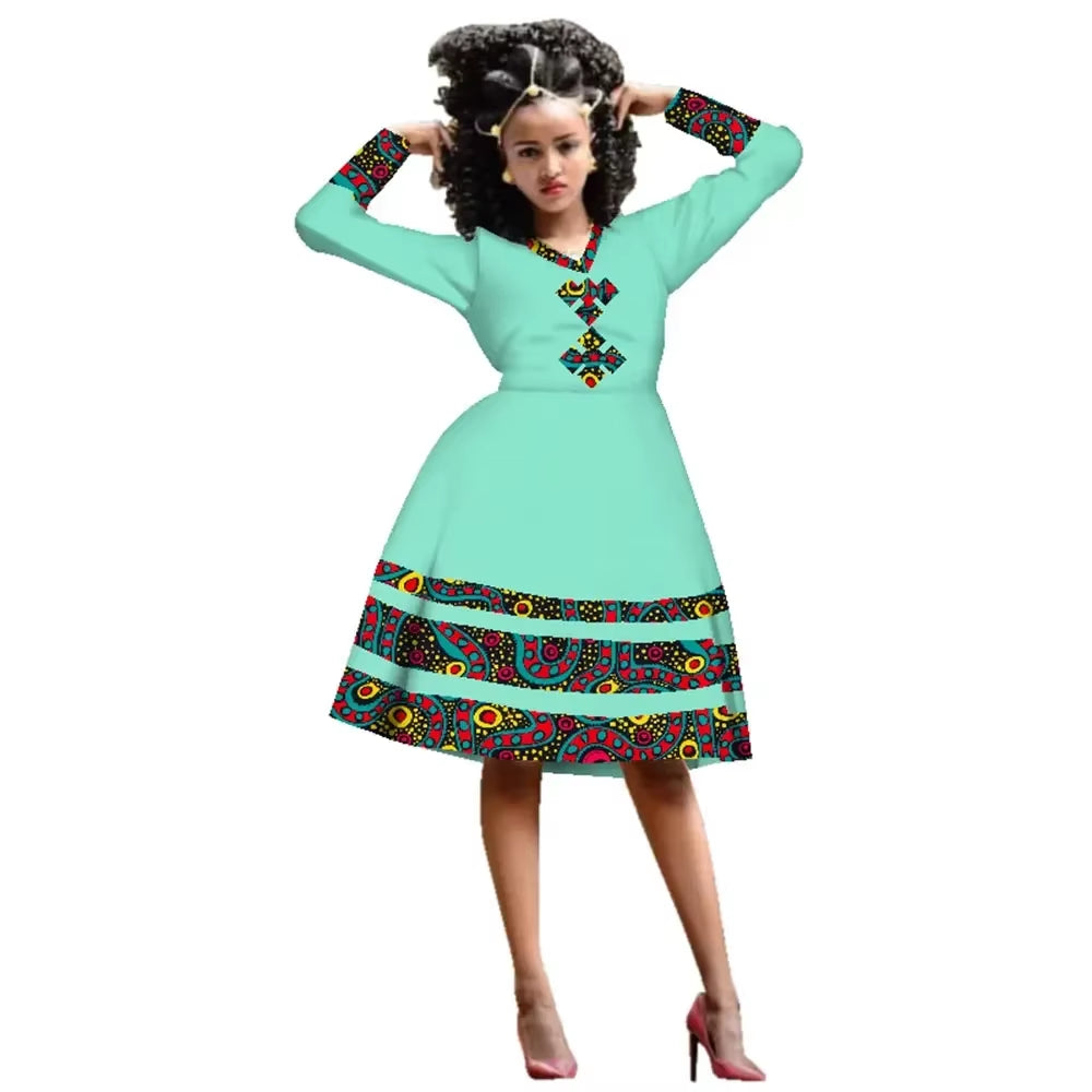 African Dress for Women Wax Print Dresses Dashiki plus Size Africa Style Clothing for Women Office Dress WY3001