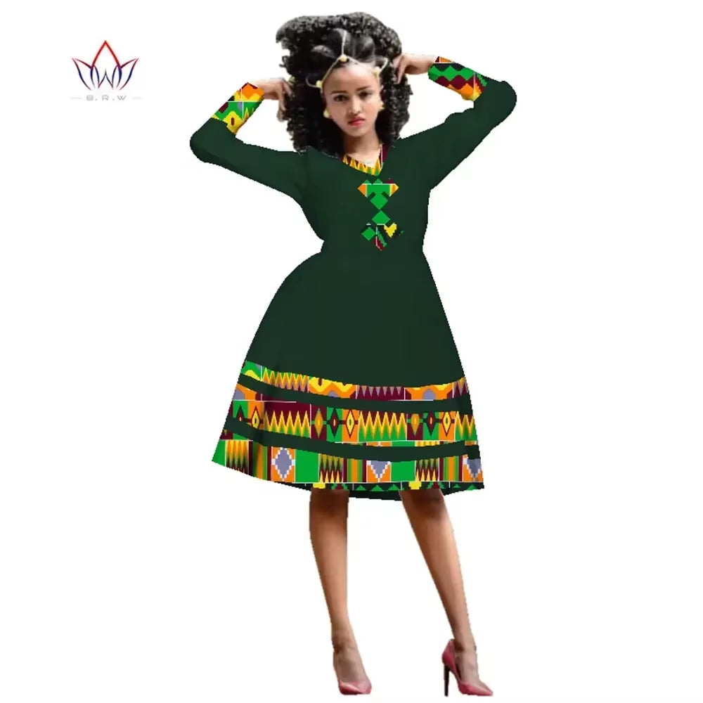 African Dress for Women Wax Print Dresses Dashiki plus Size Africa Style Clothing for Women Office Dress WY3001