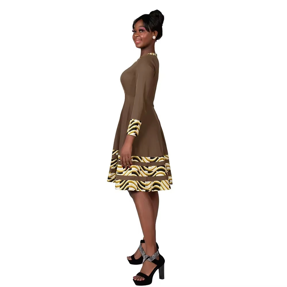 African Dress for Women Wax Print Dresses Dashiki plus Size Africa Style Clothing for Women Office Dress WY3001